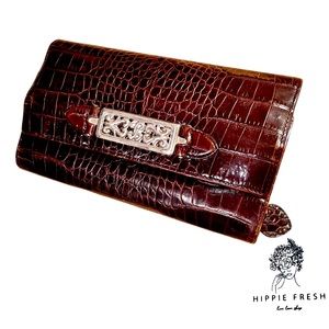 Brighton Croc Embossed Brown Leather Wallet.
